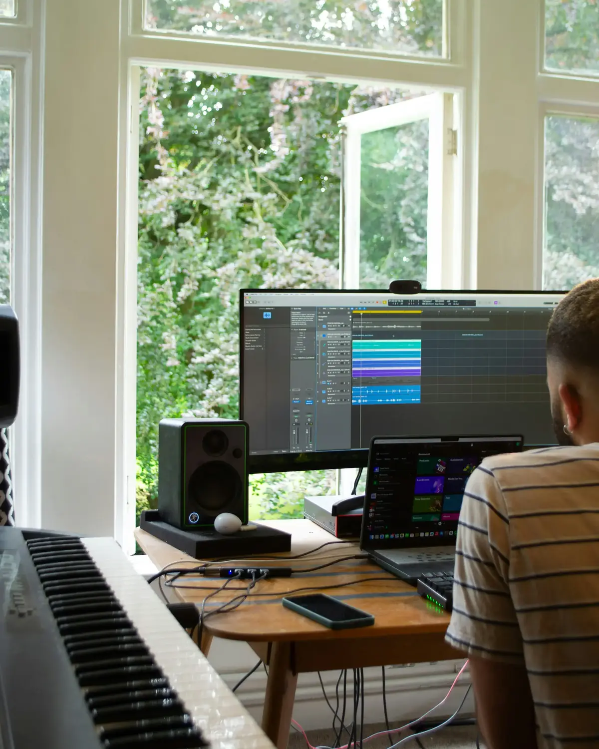 Music producer working in the studio