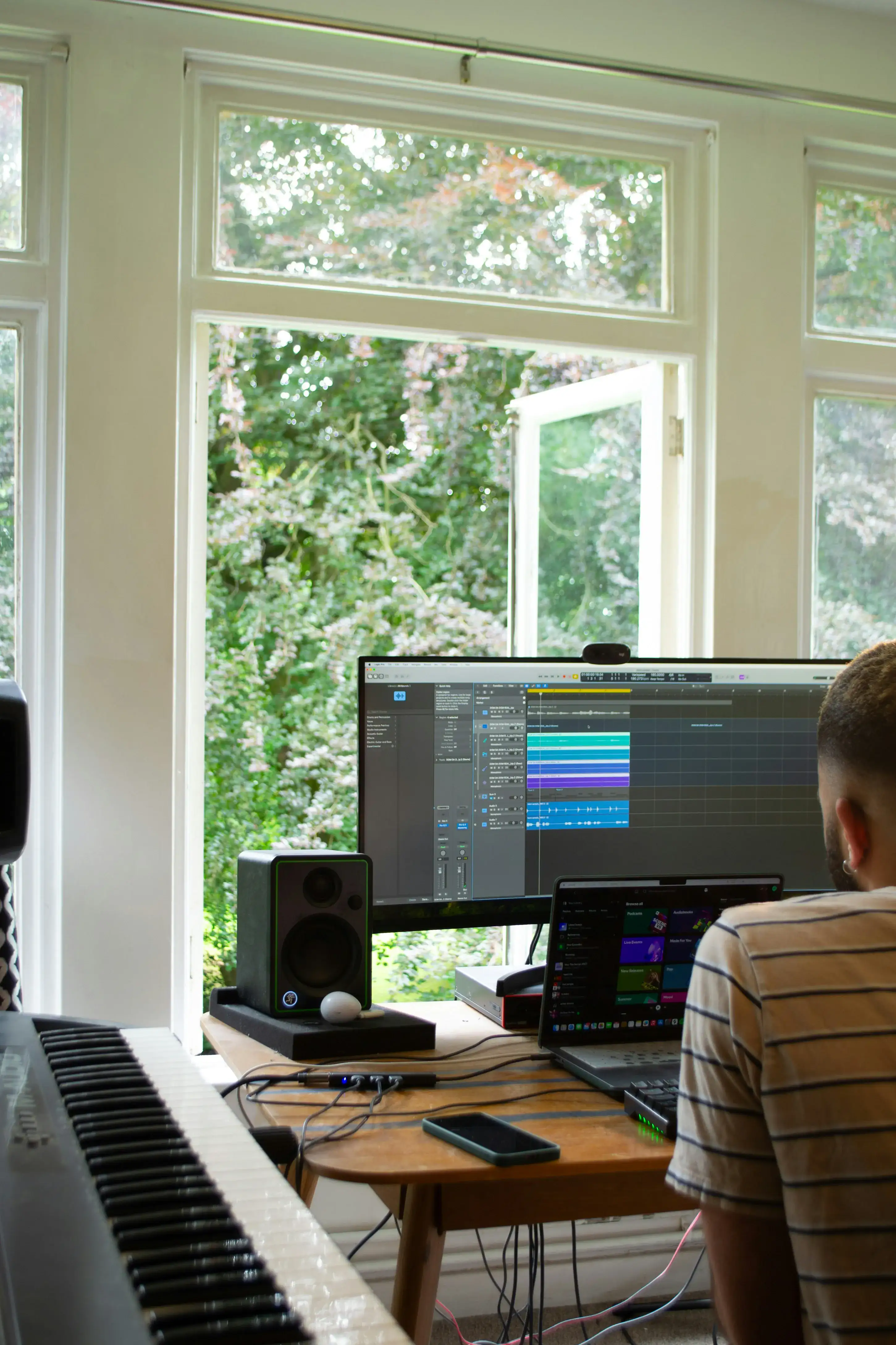 Music producer creating in studio