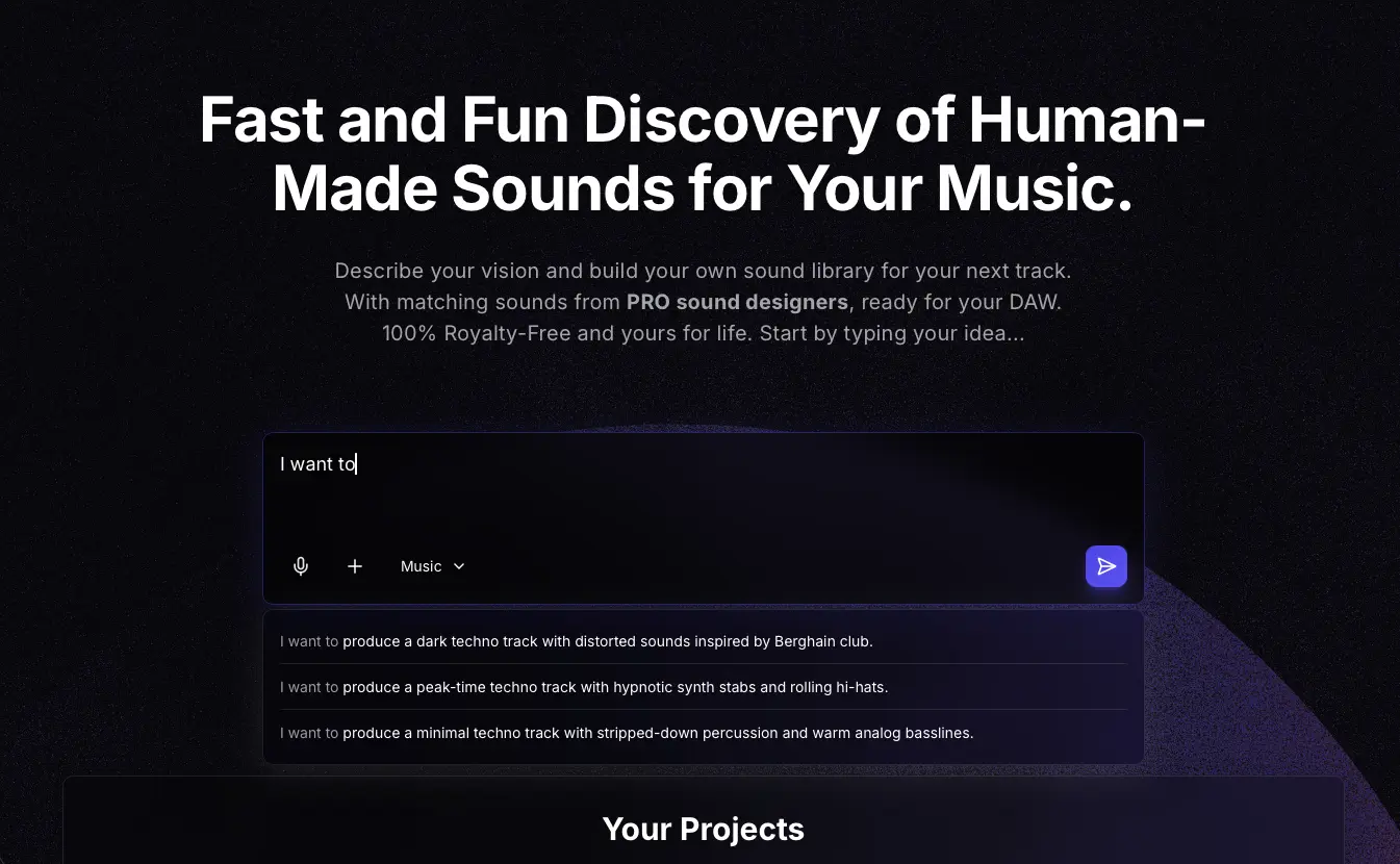 Vibseek Discovery Interface - Prompt Search