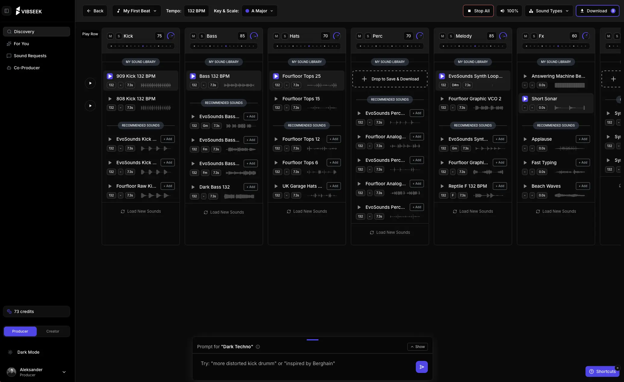 Vibseek Sketchboard Interface